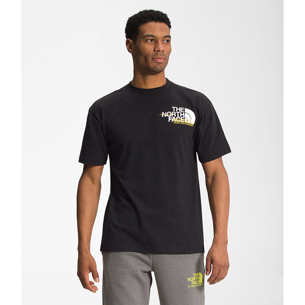 The North Face T-Shirts Mens Australia - The North Face Coordinates Short Sleeve Black (FMU-095362)